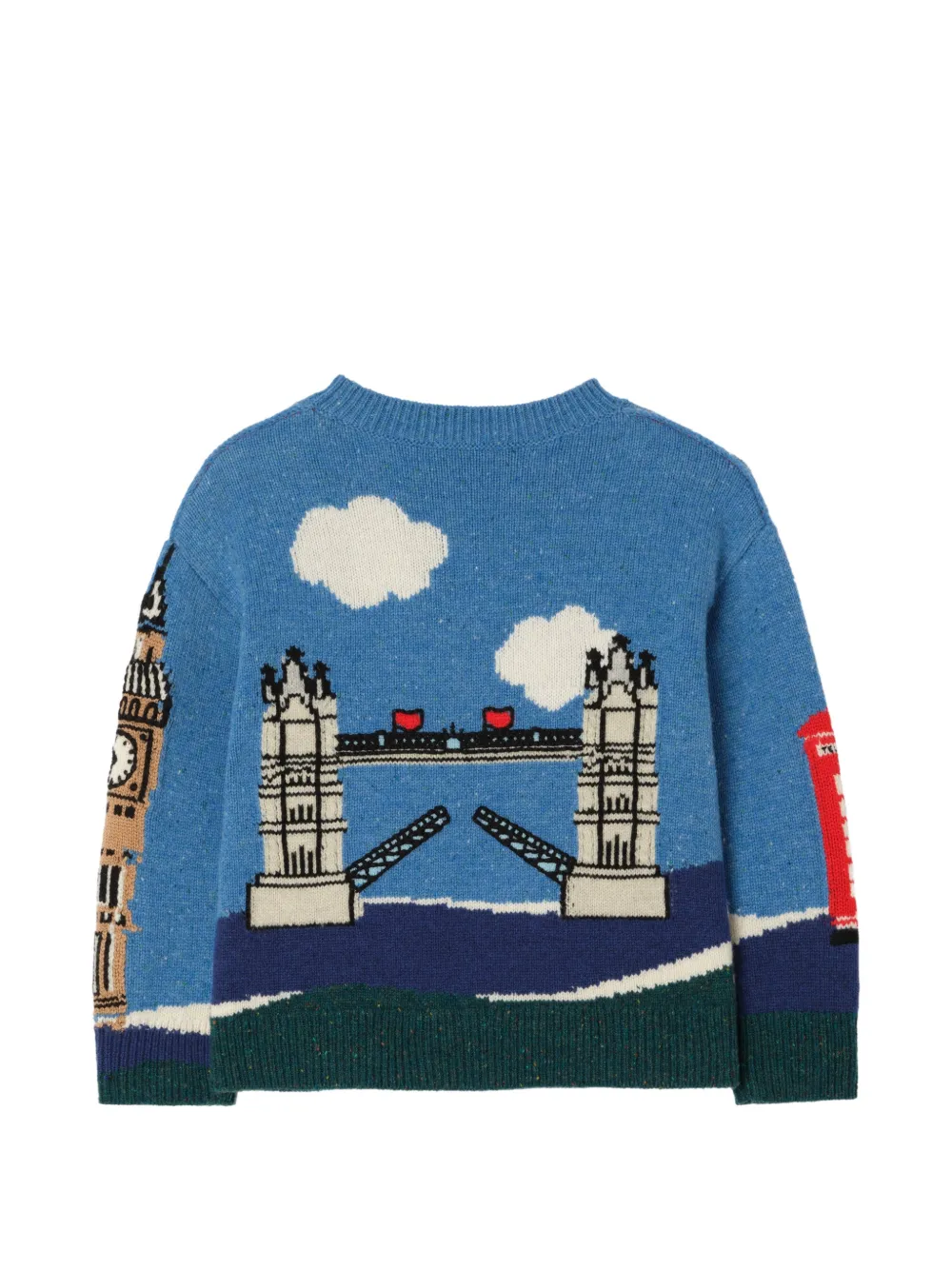Burberry Kids London Bear intarsia trui van wolblend Blauw