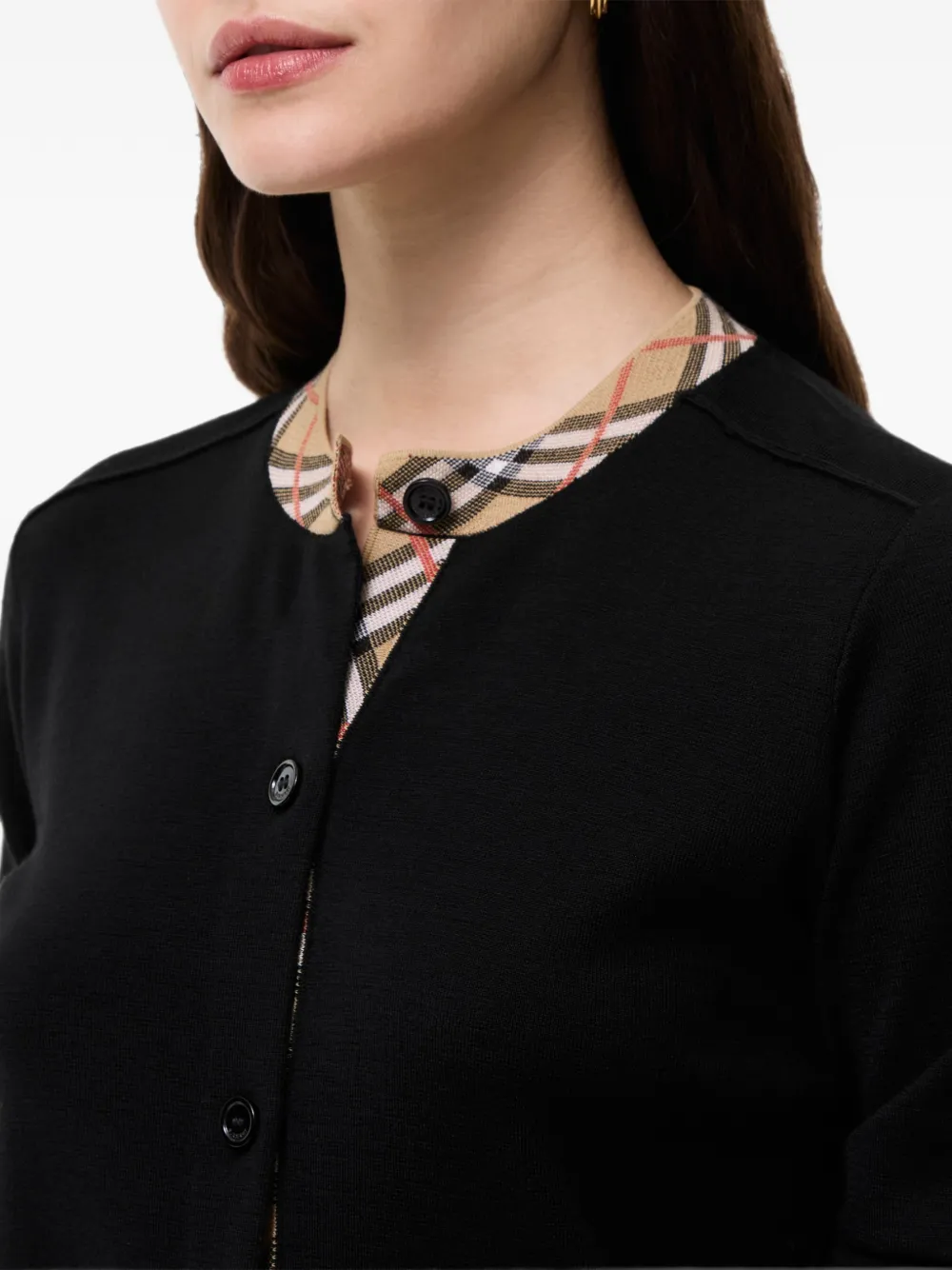 Burberry Wollen vest met geruite afwerking Zwart