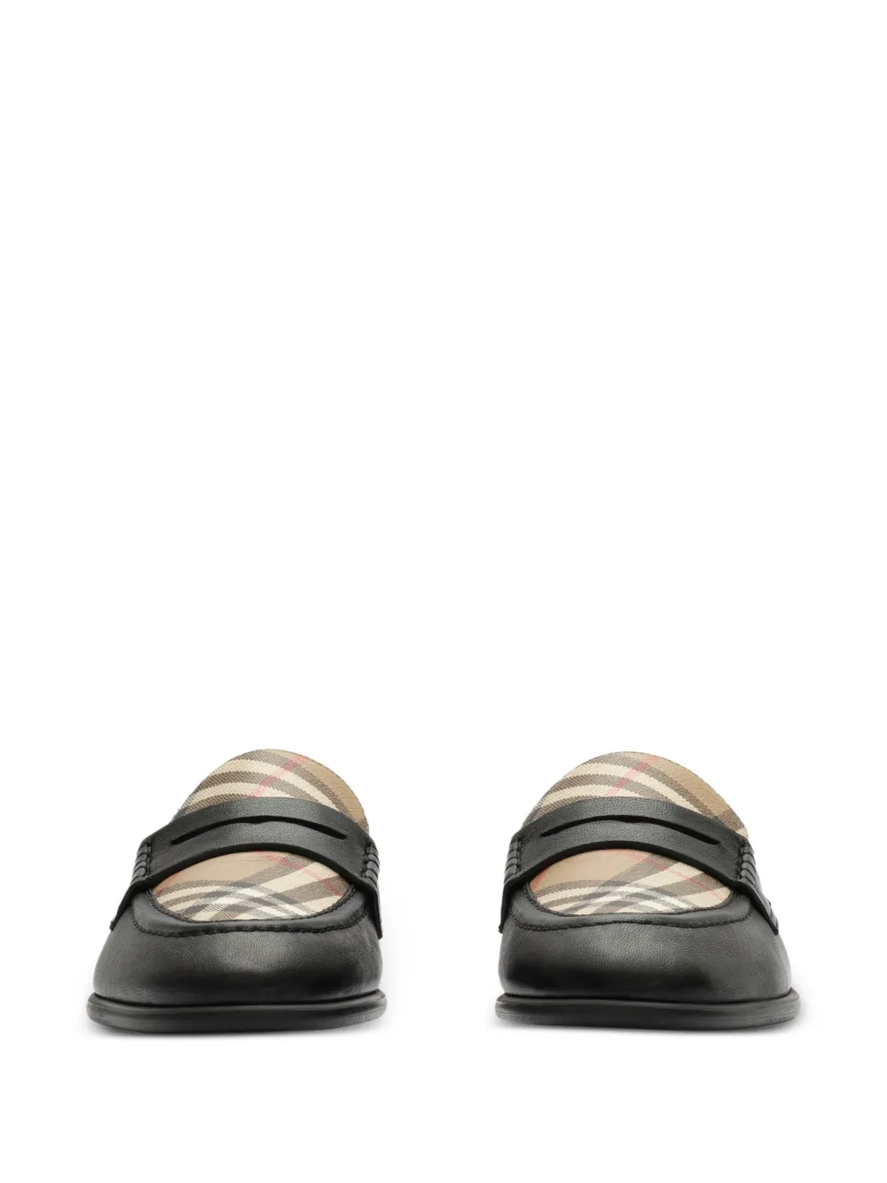 Burberry Geruite en leren Opal loafers Zwart