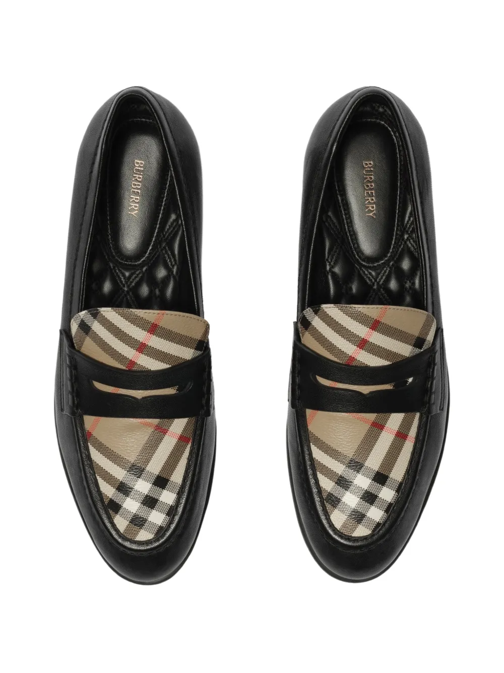 Burberry Geruite en leren Opal loafers Zwart