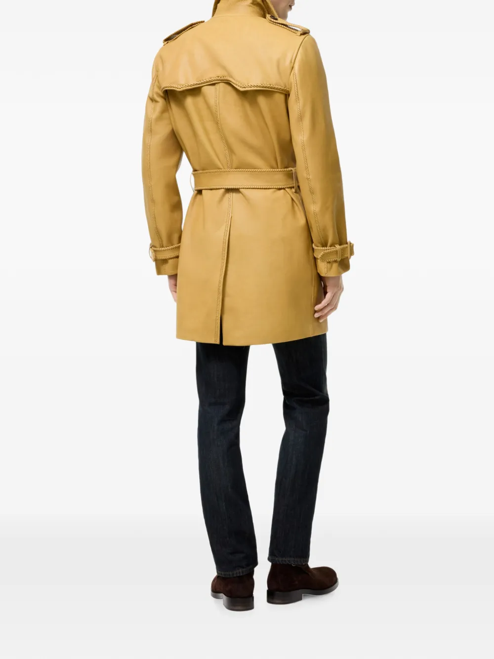 Burberry Leverton leren trenchcoat Geel