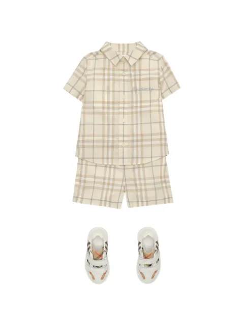 Burberry Kids camisa de algodón con cuadros estampados