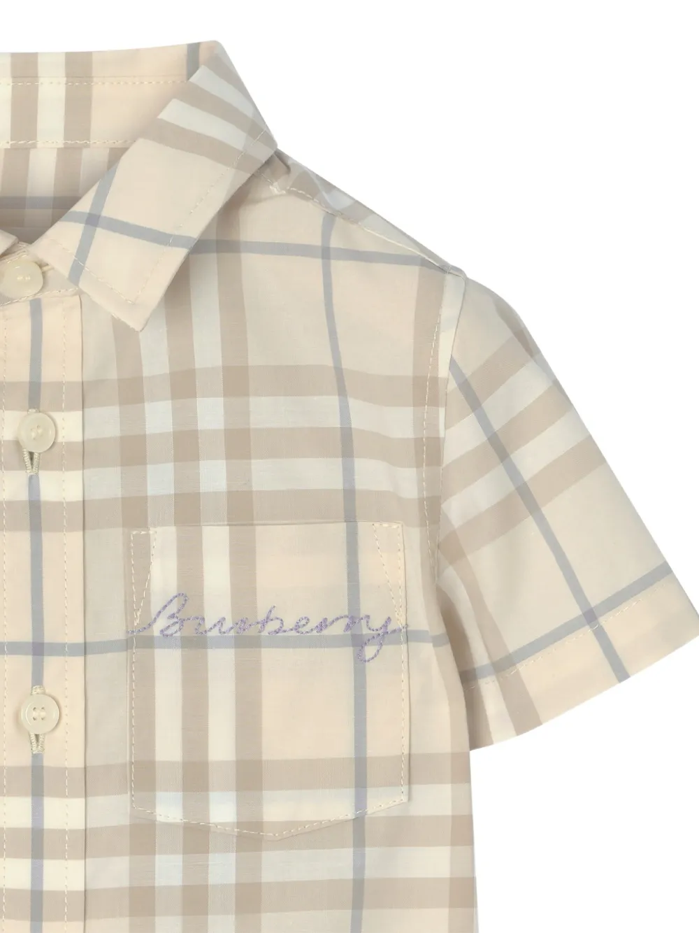 Burberry Kids Geruit shirt Beige