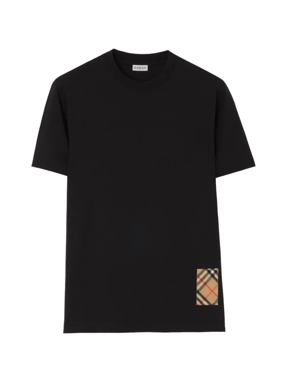Burberry Check cashmere-patch cotton T-shirt - Nero