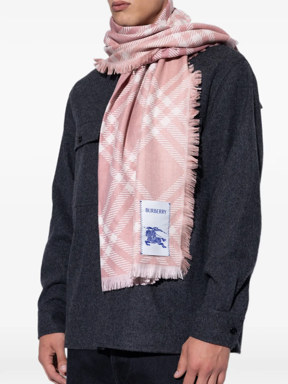 Burberry Geruite wollen zijden sjaal Roze