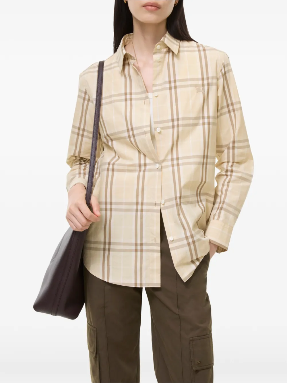 Burberry Check classic-fit katoenen blouse Beige
