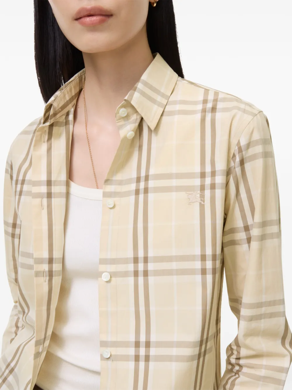 Burberry Check classic-fit katoenen blouse Beige