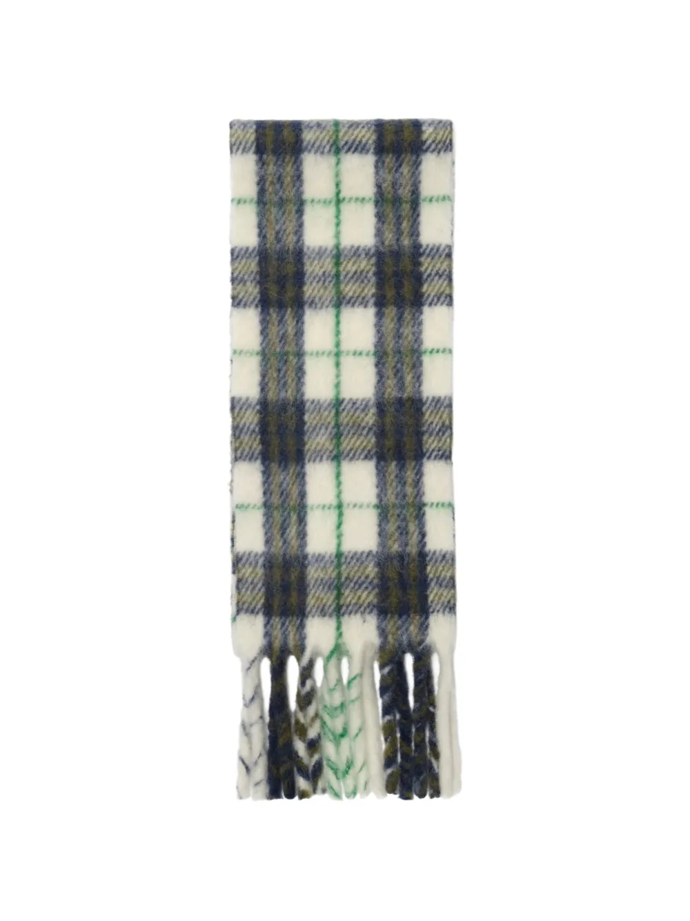 Burberry 窄版格纹羊驼毛混纺围巾 - Bianco
