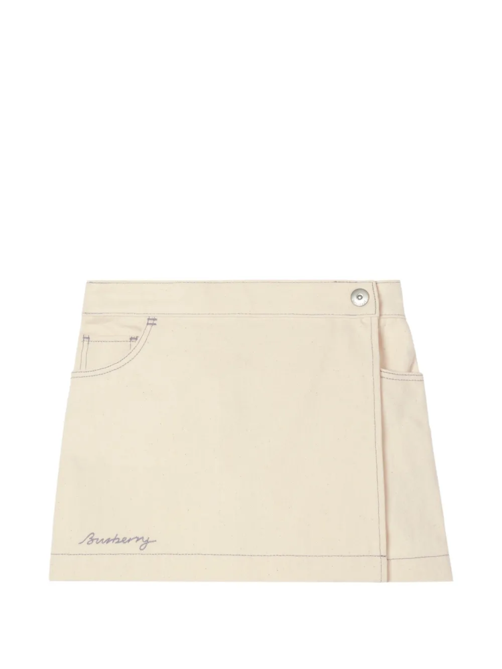 Burberry Kids EKD-embroidered denim skorts - Neutrals