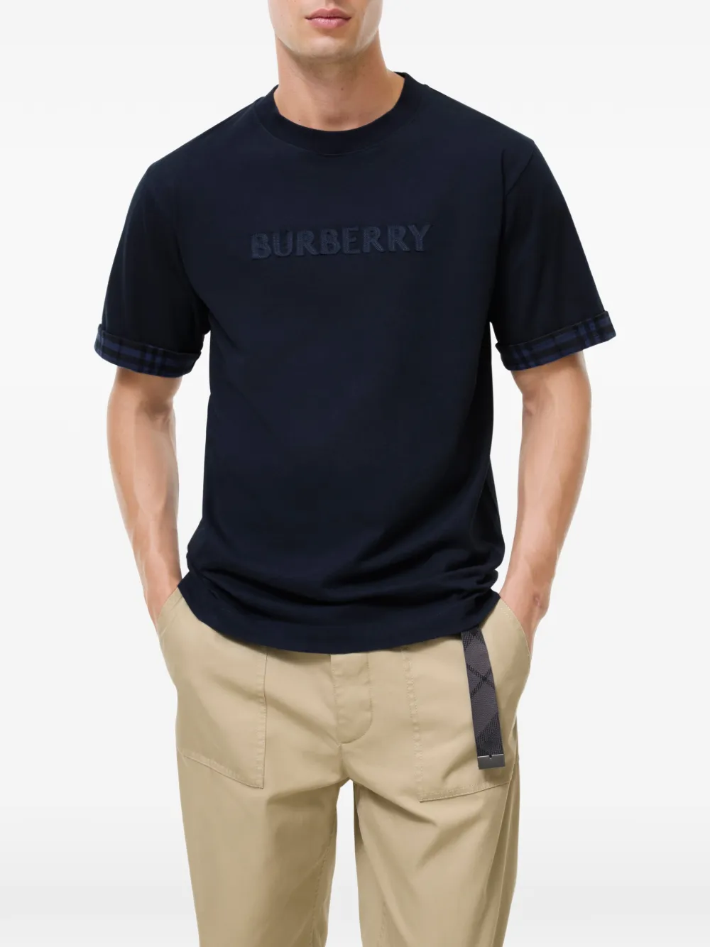 Burberry T-shirt verfraaid met logo Blauw