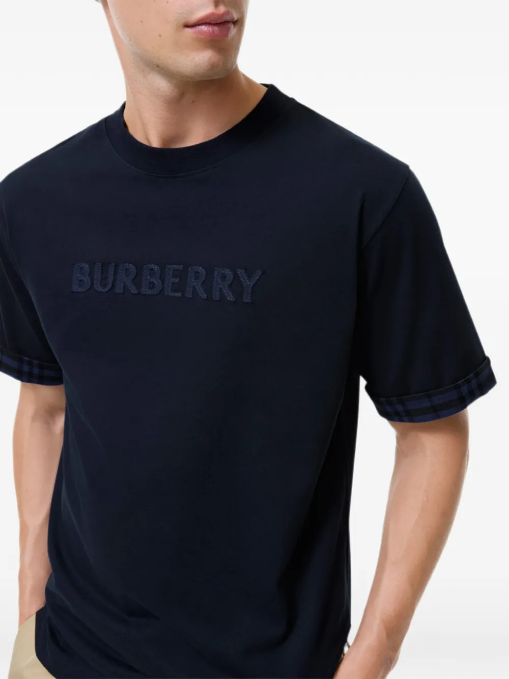 Burberry T-shirt verfraaid met logo Blauw