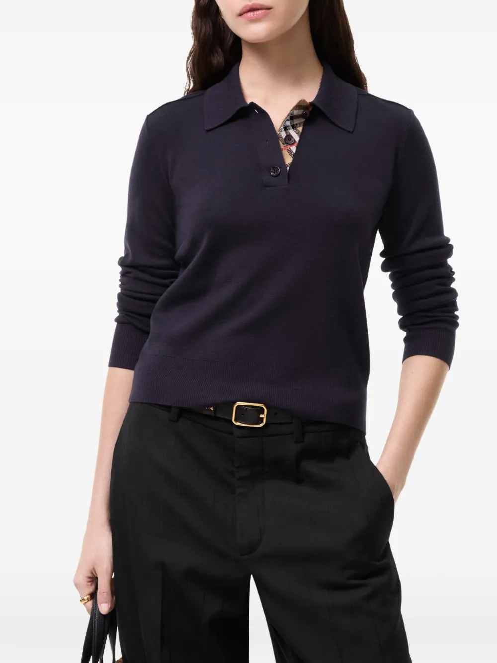 Burberry Wollen poloshirt Paars