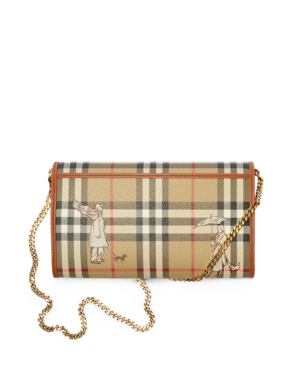 Burberry Mates geruite schoudertas met kettingband Beige