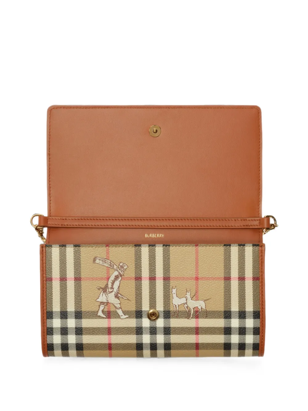 Burberry Mates geruite schoudertas met kettingband Beige