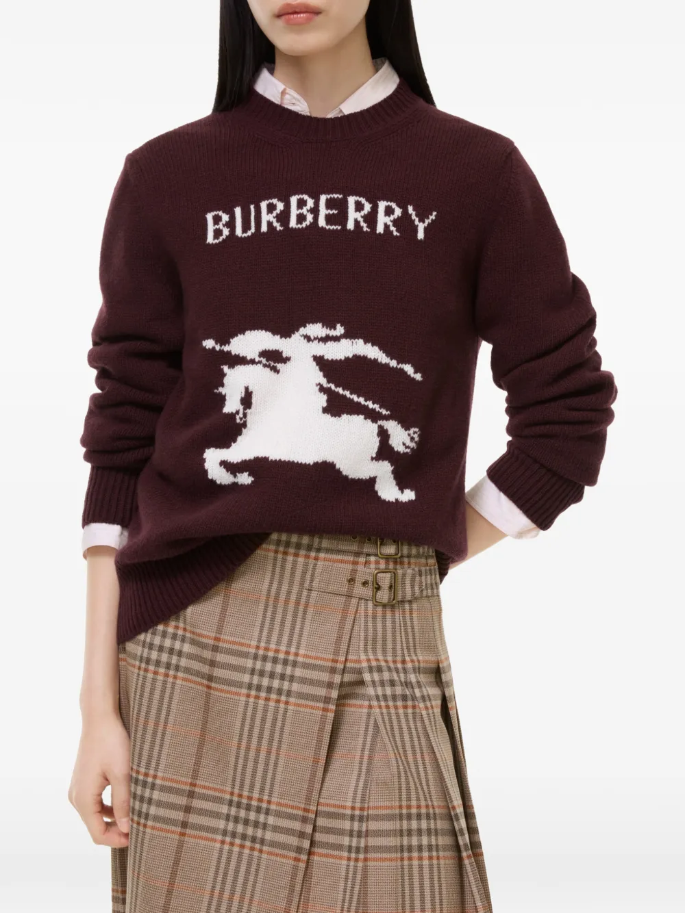 Burberry Knight wollen kasjmier trui Paars
