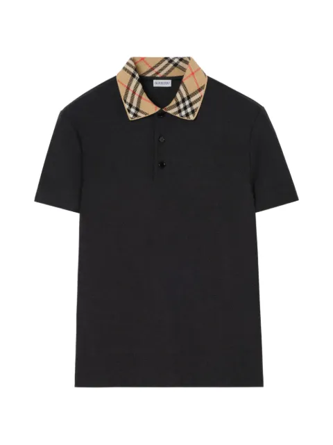 Burberry 格纹衣领棉质 Polo 衫