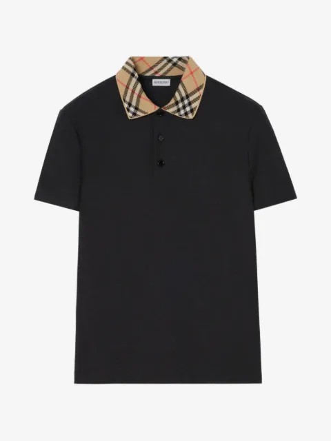 Burberry 格纹衣领棉质 Polo 衫