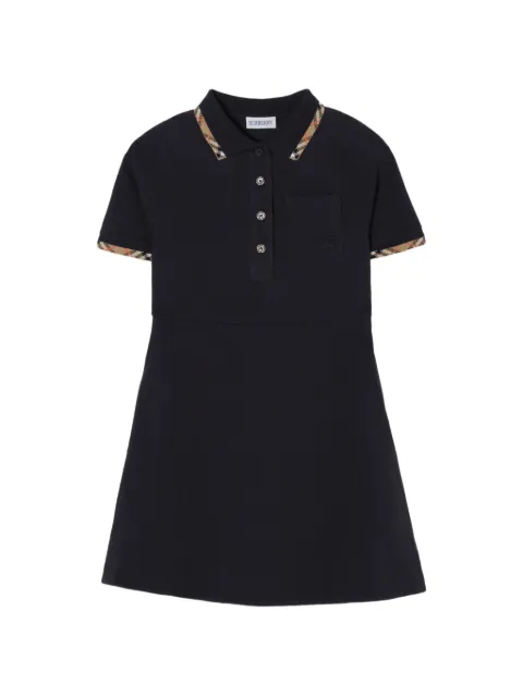 Burberry Kids Check Trim Cotton Polo Shirt Dress