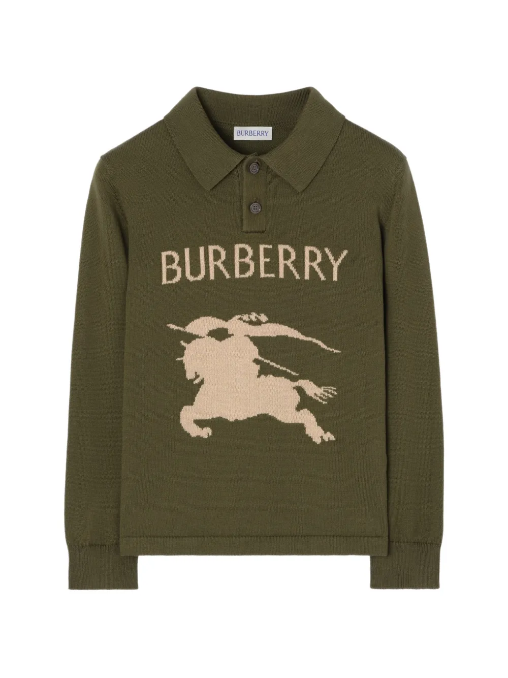 Burberry Kids long-sleeve cotton polo shirt - Verde