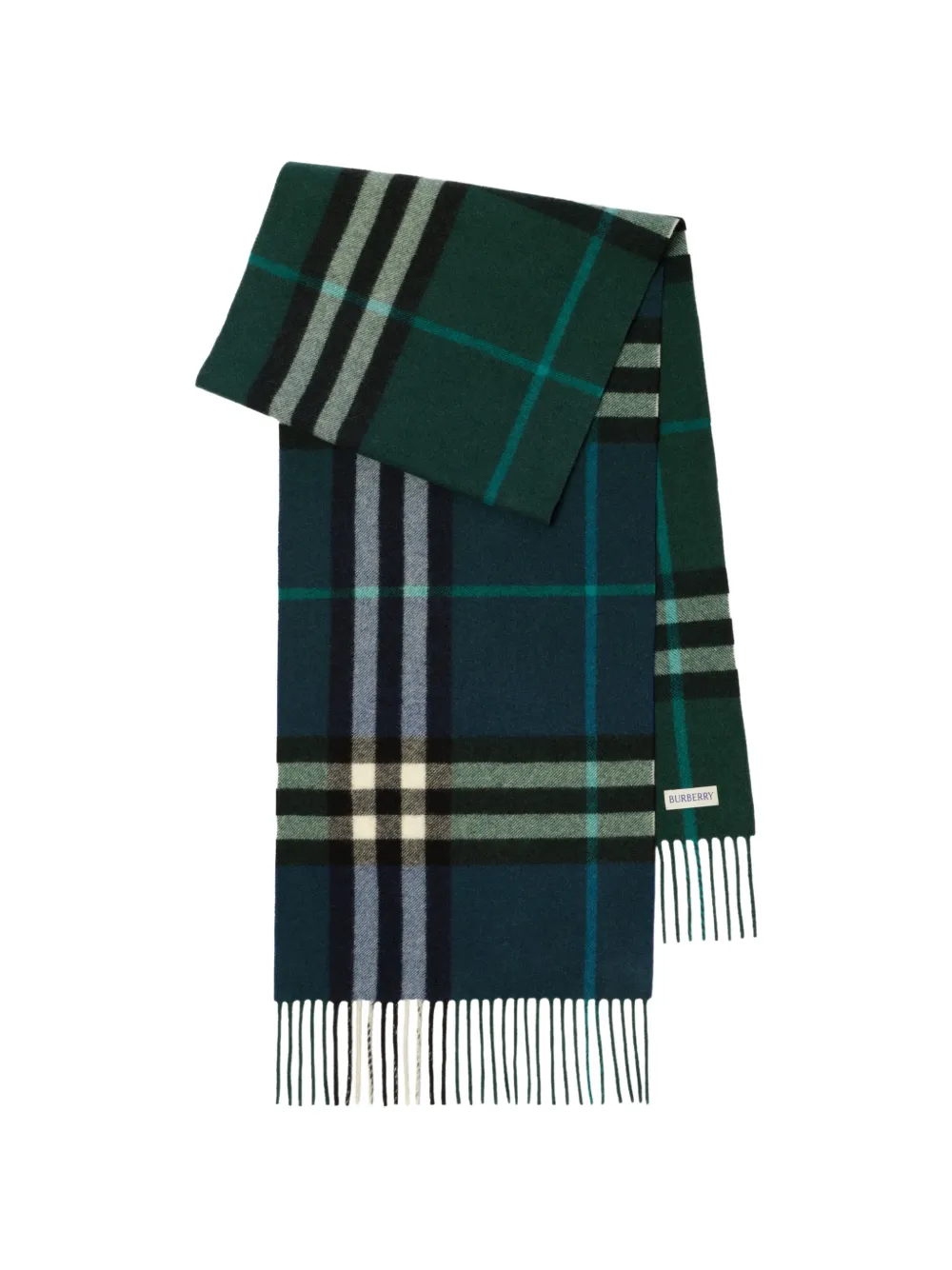Burberry Geruite kasjmier sjaal met kleurverloop Groen