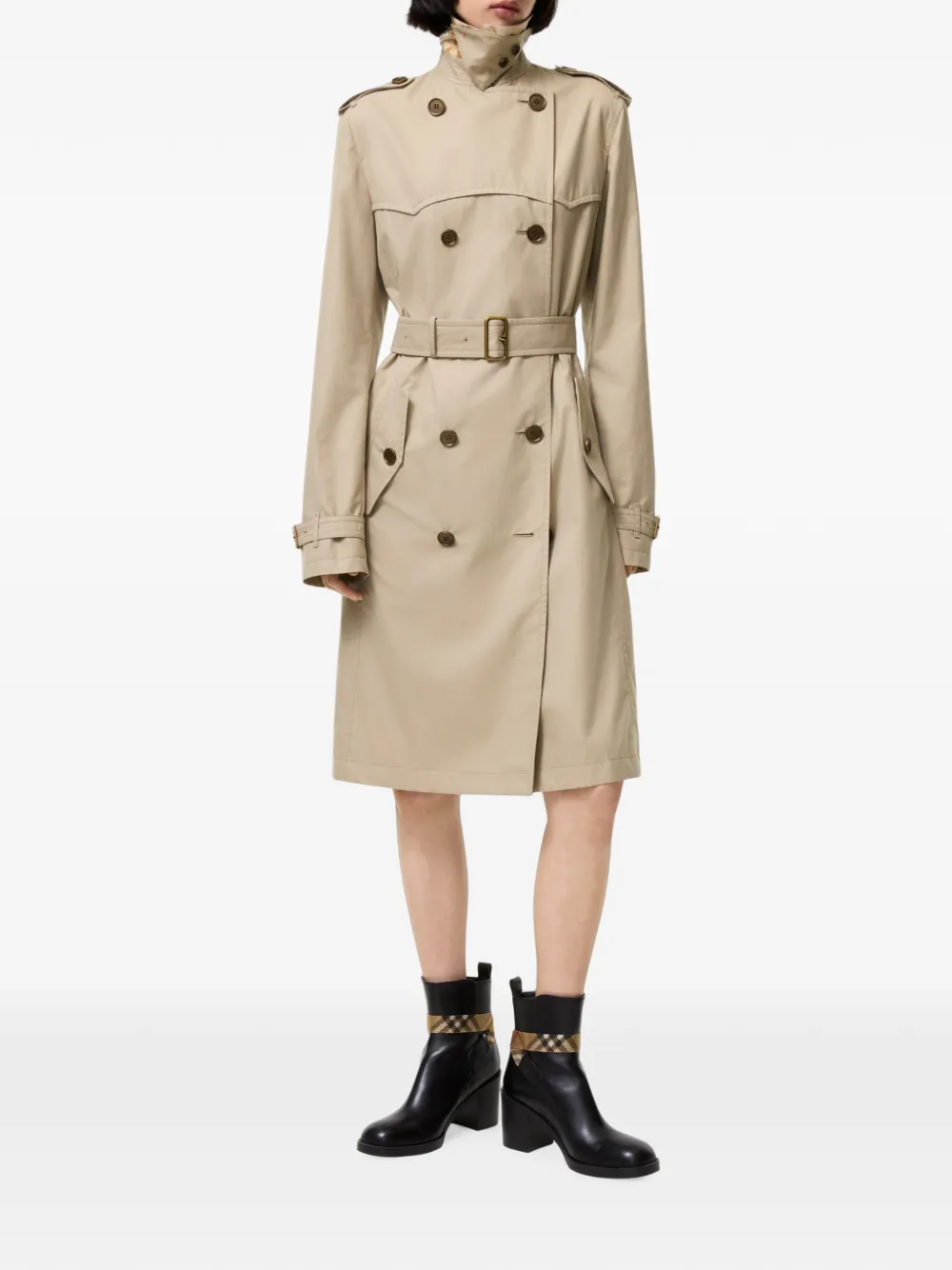 Burberry Foxfield lange zijden gevoerde tropische gabardine trenchcoat Beige