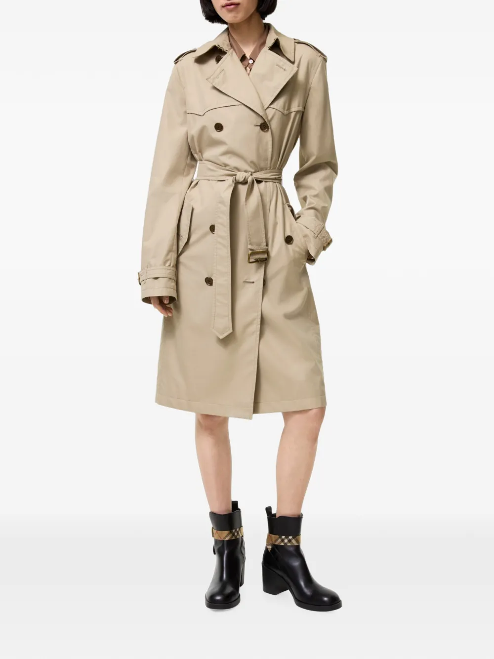 Burberry Foxfield lange zijden gevoerde tropische gabardine trenchcoat Beige