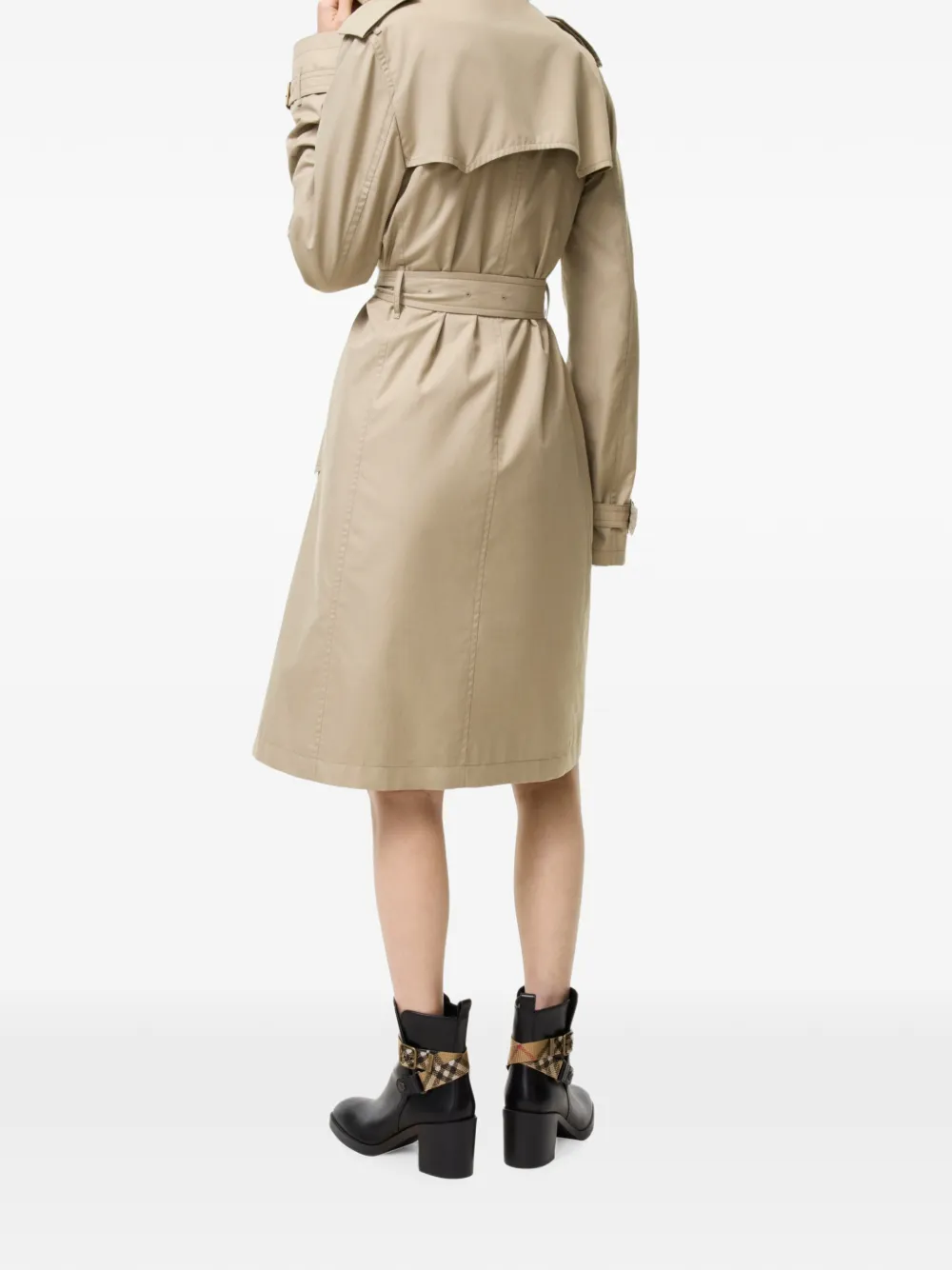 Burberry Foxfield lange zijden gevoerde tropische gabardine trenchcoat Beige