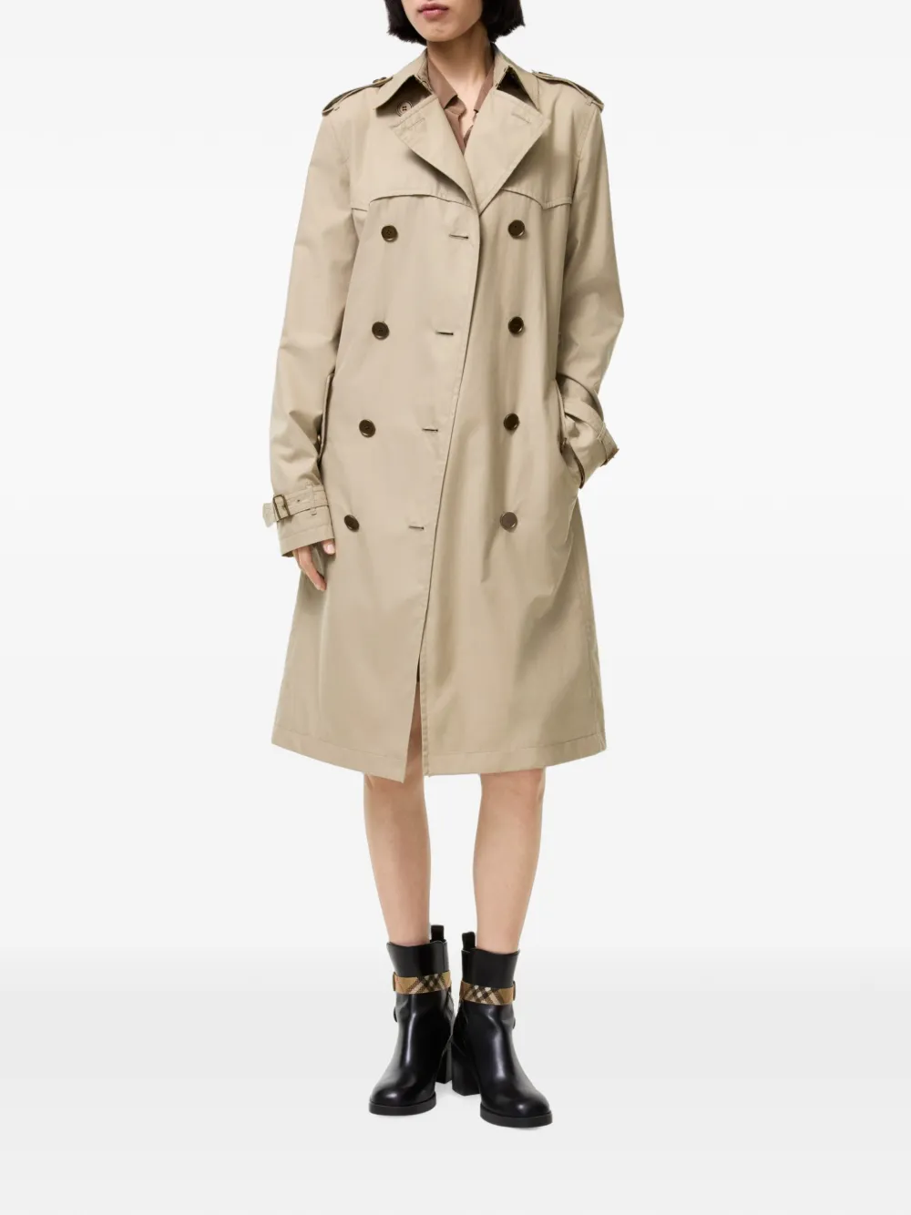 Burberry Foxfield lange zijden gevoerde tropische gabardine trenchcoat Beige