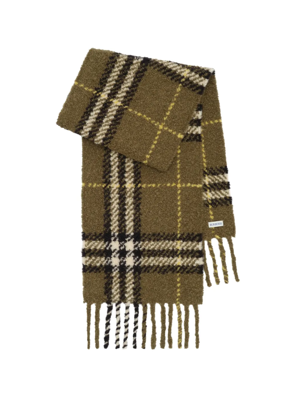 Burberry Geruite wollen tweed sjaal Groen