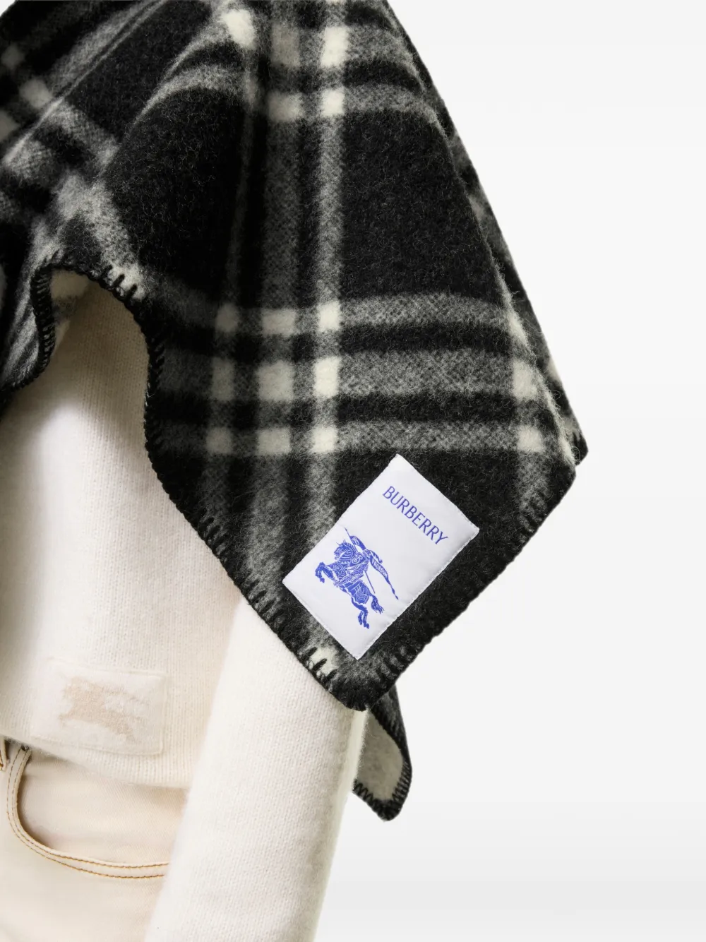 Burberry Geruit wollen sjaal-capelet Zwart