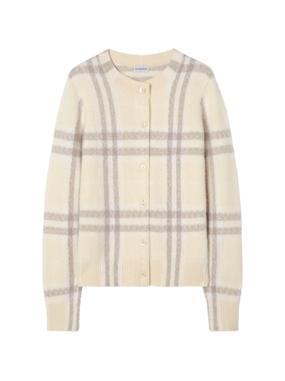 Burberry Cardigan in cashmere a quadri - Toni neutri