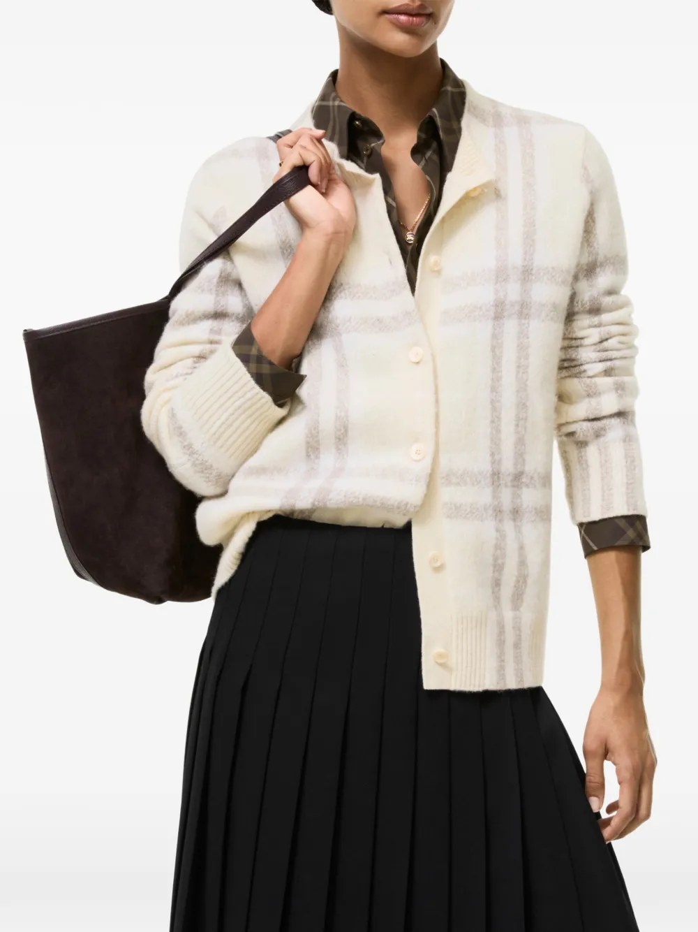 Burberry Geruit kasjmier vest Beige
