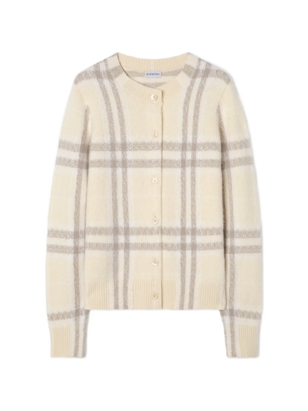 Burberry Cardigan in cashmere a quadri - Toni neutri