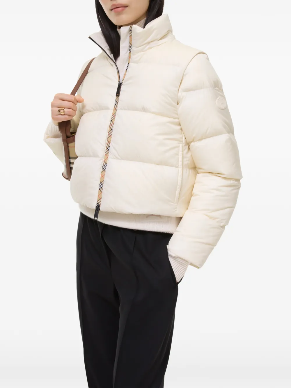 Burberry Langdale nylon donsjack met afneembare mouwen Beige
