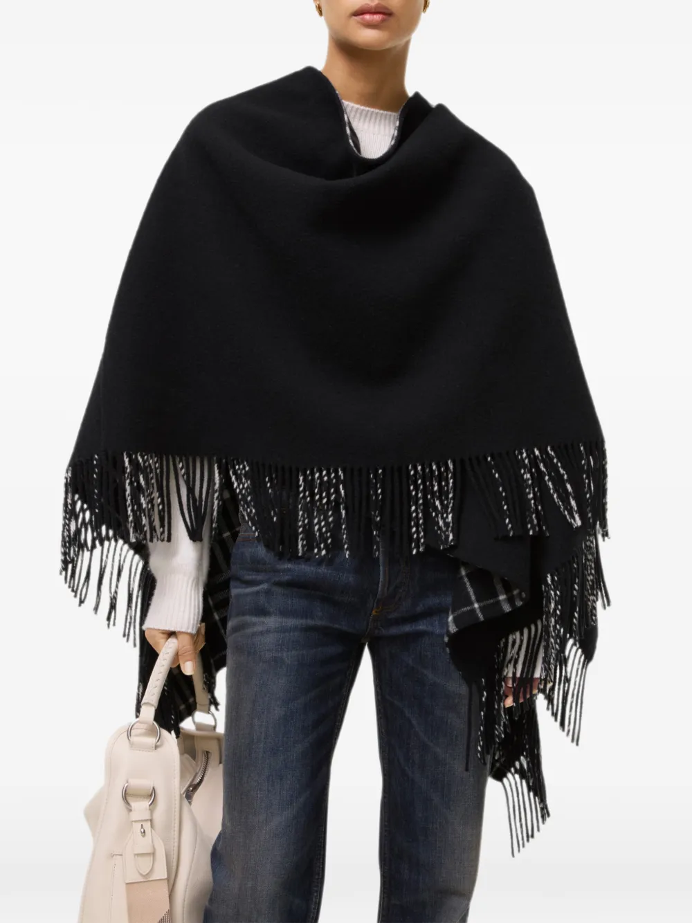 Burberry Wollen deken cape Zwart