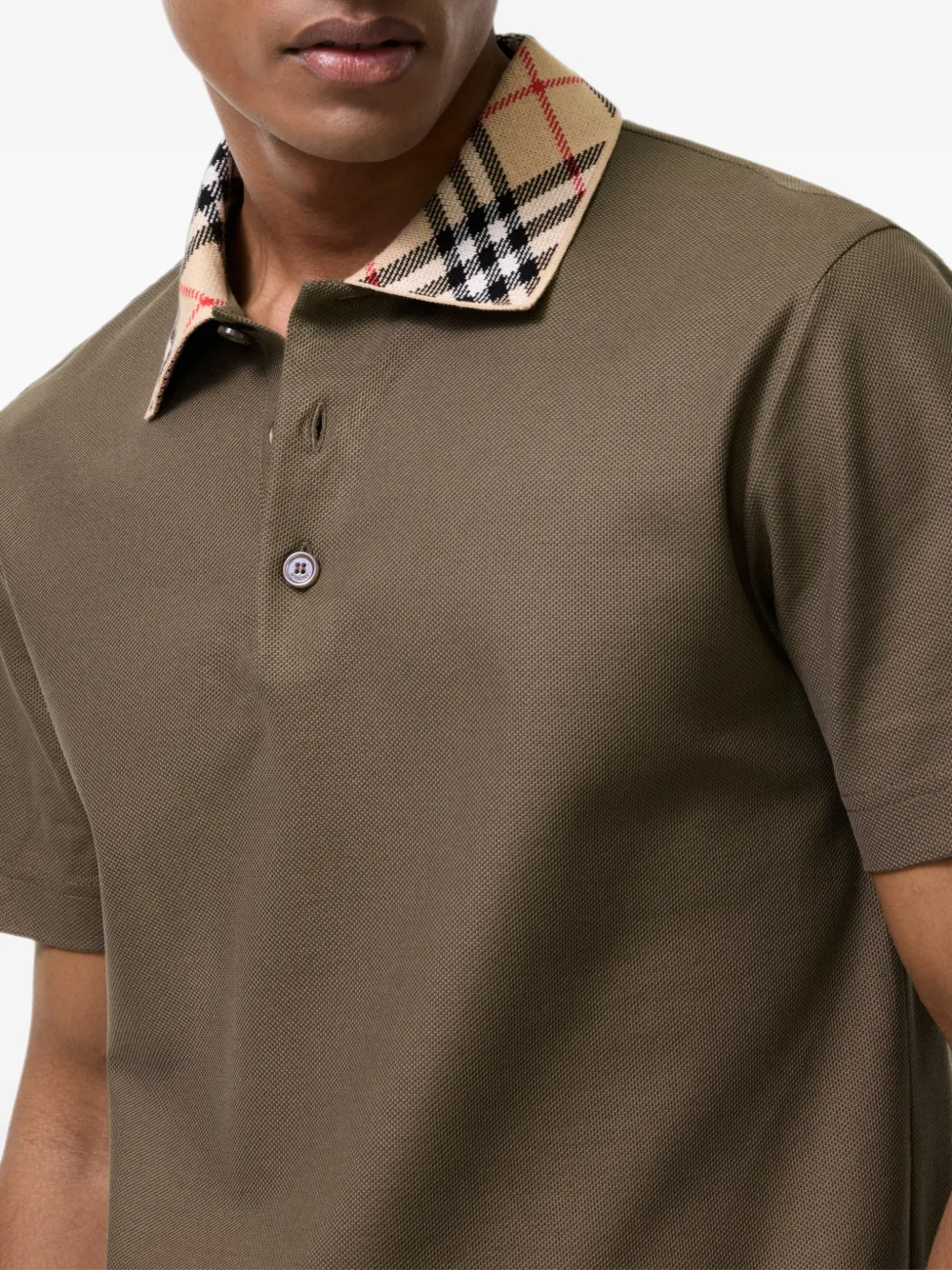 Burberry Katoenen poloshirt met geruite kraag Bruin