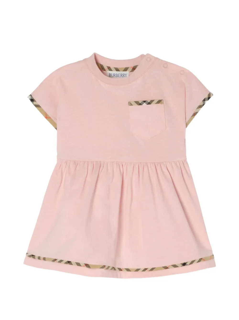 Burberry Kids Check-trim cotton dress set Roze