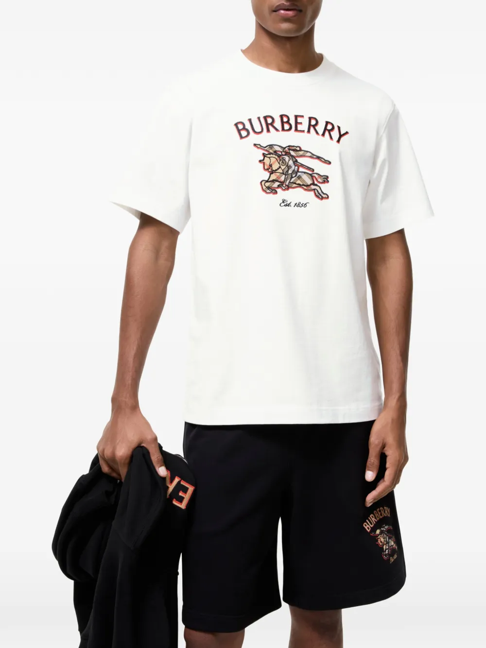 Burberry Knight Check katoenen T-shirt Beige