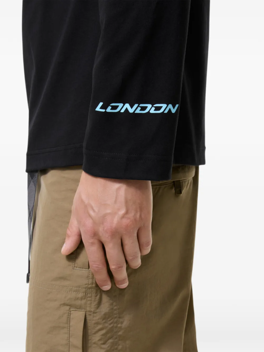 Burberry London Map katoenen T-shirt met lange mouwen Zwart