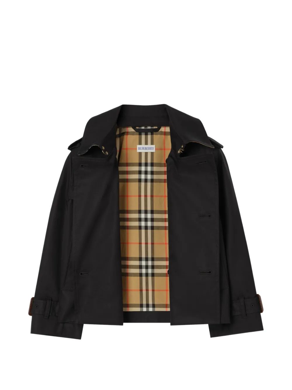 Burberry Kids Katoenen trenchcoat met dubbele rij knopen Zwart