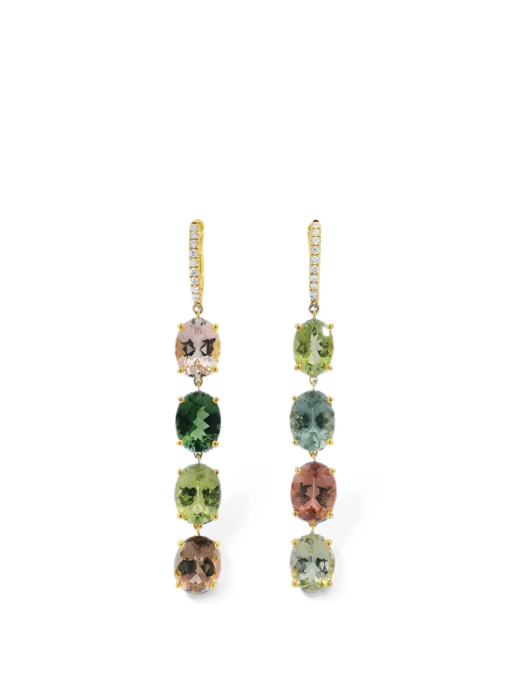 Lisa Nik Asymmetric tourmaline and diamond earrings - Gold