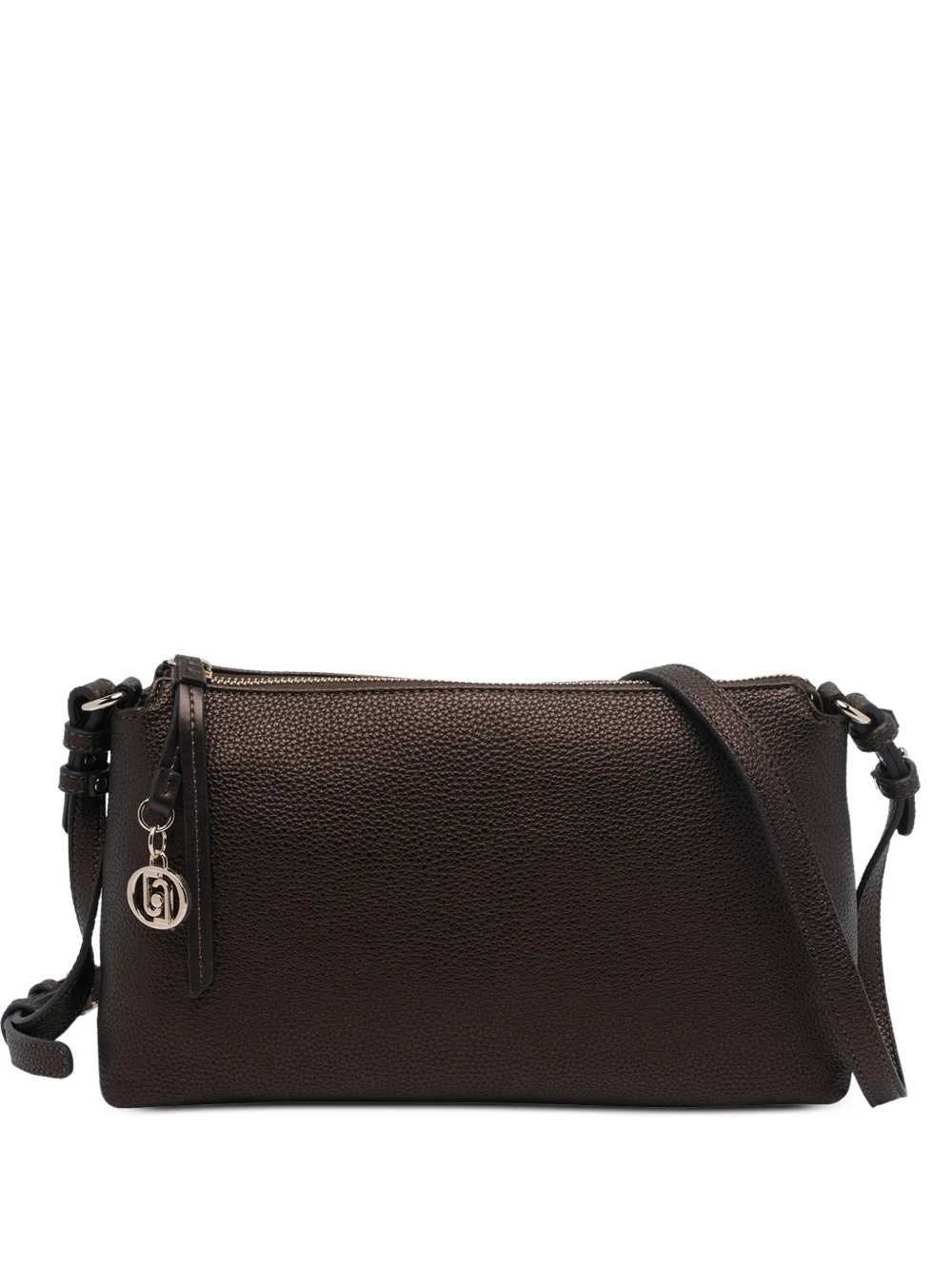LIU JO pebbled logo-charm shoulder bag - Marrone