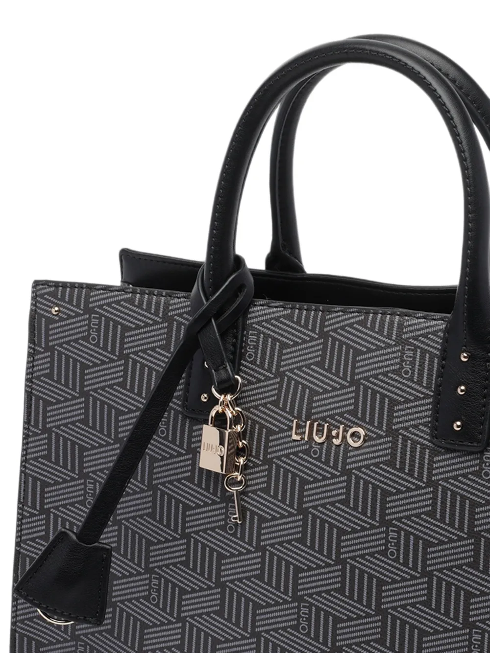 LIU JO Shopper met hangslot en monogramprint Zwart