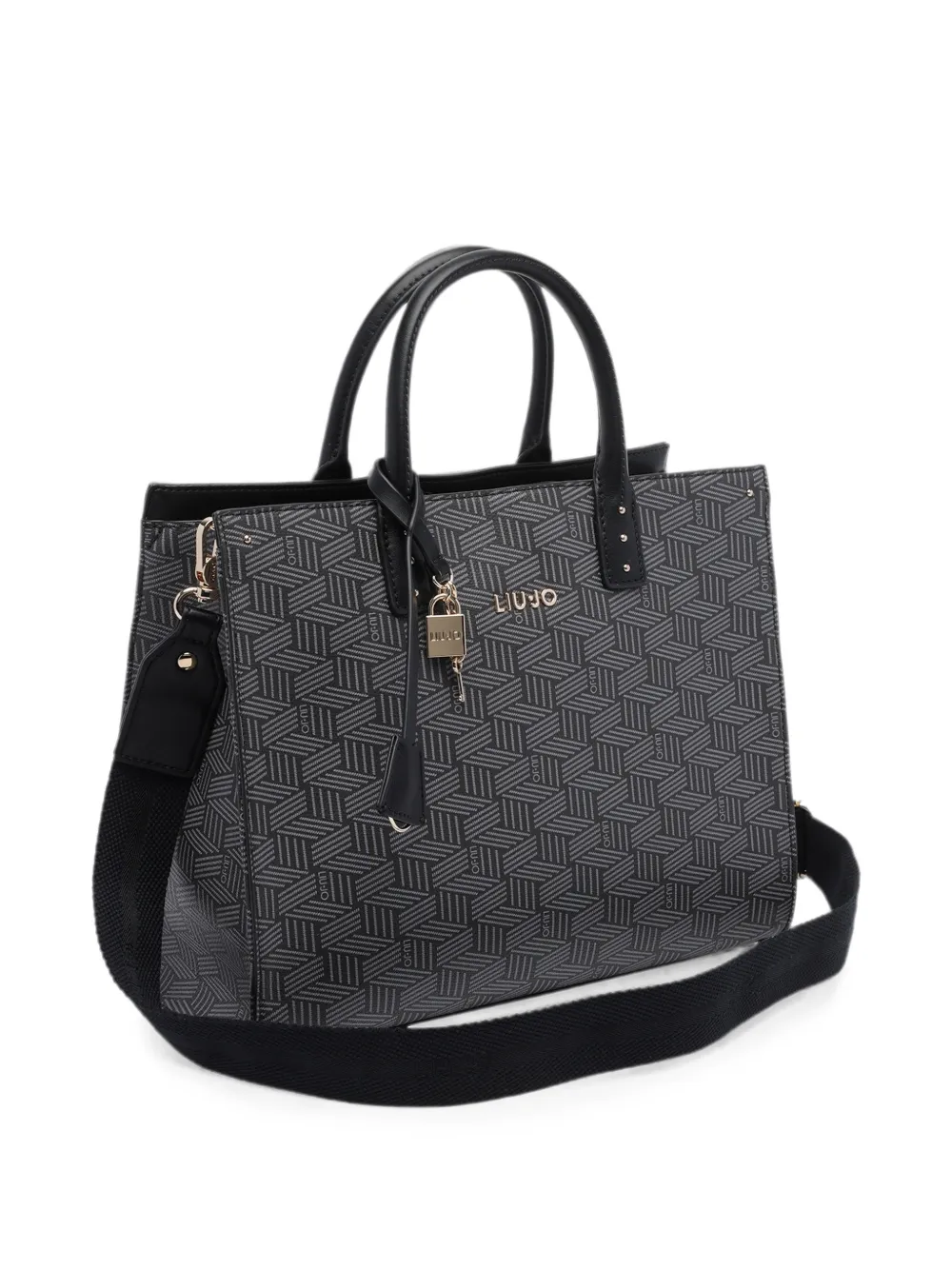 LIU JO Shopper met hangslot en monogramprint Zwart