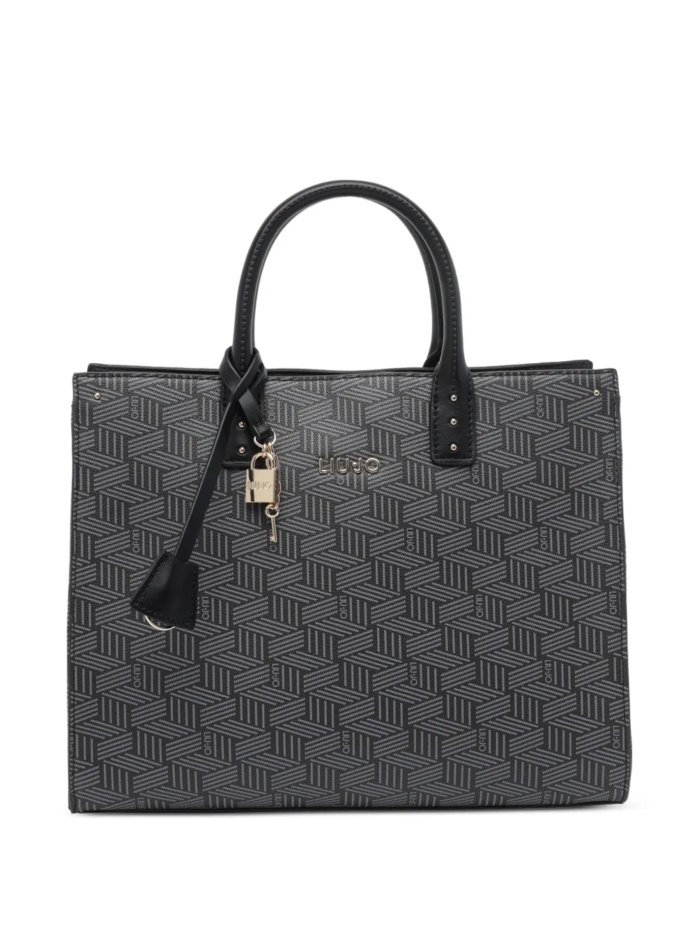 LIU JO monogram-print padlock-detail tote bag - Nero