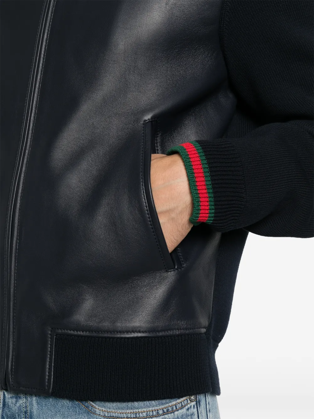 Gucci Nappaleren en gebreid bomberjack Blauw