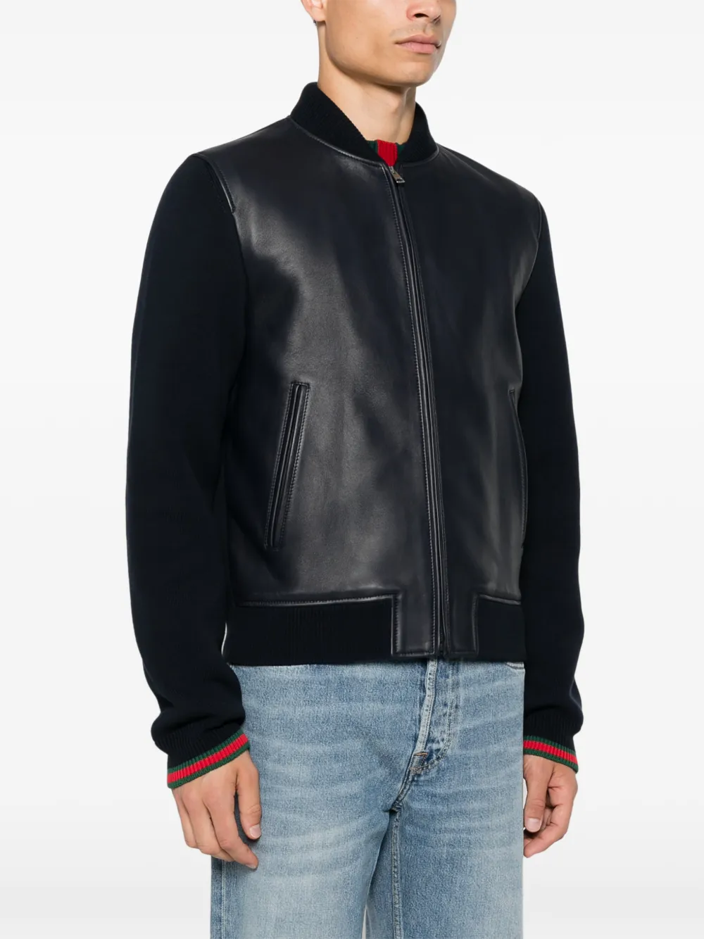 Gucci Nappaleren en gebreid bomberjack Blauw