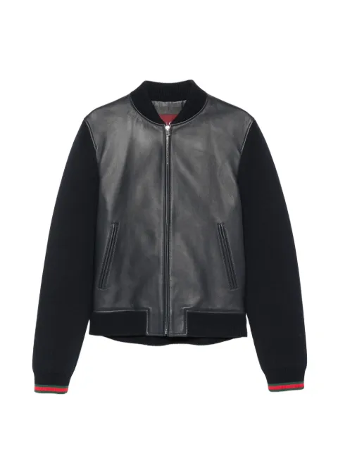 Gucci leather-panelled zip-up bomber jacket
