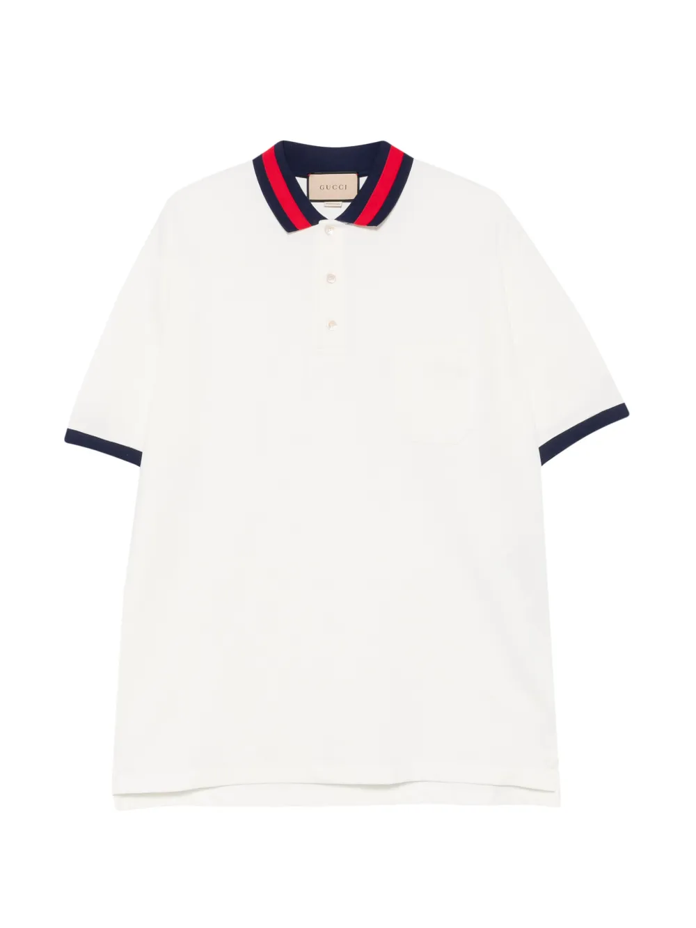 Gucci Web-collar piqué polo shirt - Bianco
