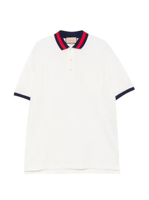 Gucci Web-collar piqué polo shirt